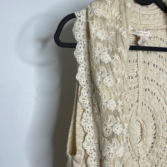Flying Tomato Lace Sweater Vest Cardigan Ivory Women's Sleeveless Size Small - Picture 5 of 12